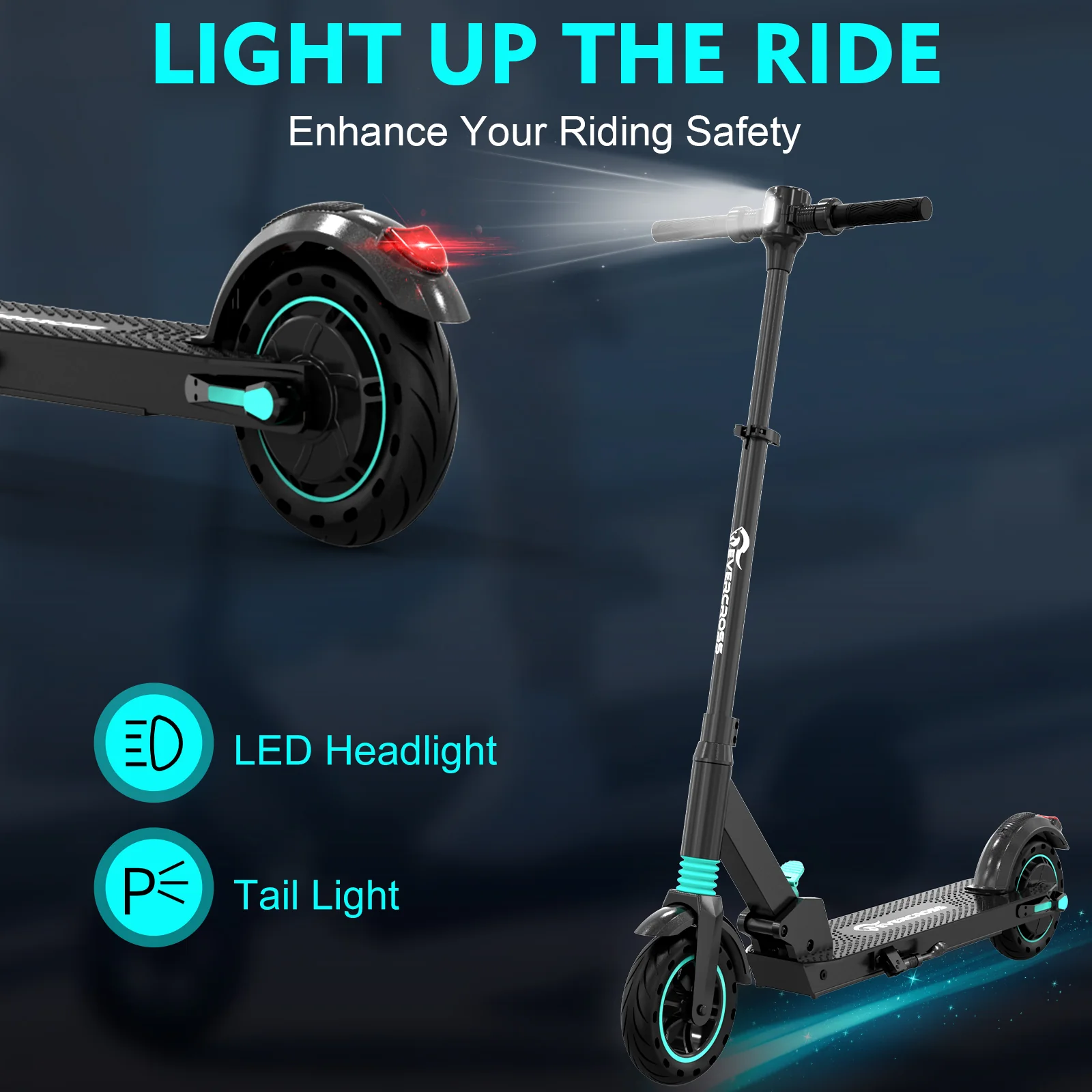 EVERCROSS E8 Electric Scooter - 8" Tires, 350W Motor, Max 15 MPH, 3 Speed Modes, Foldable Commuter - Image 3