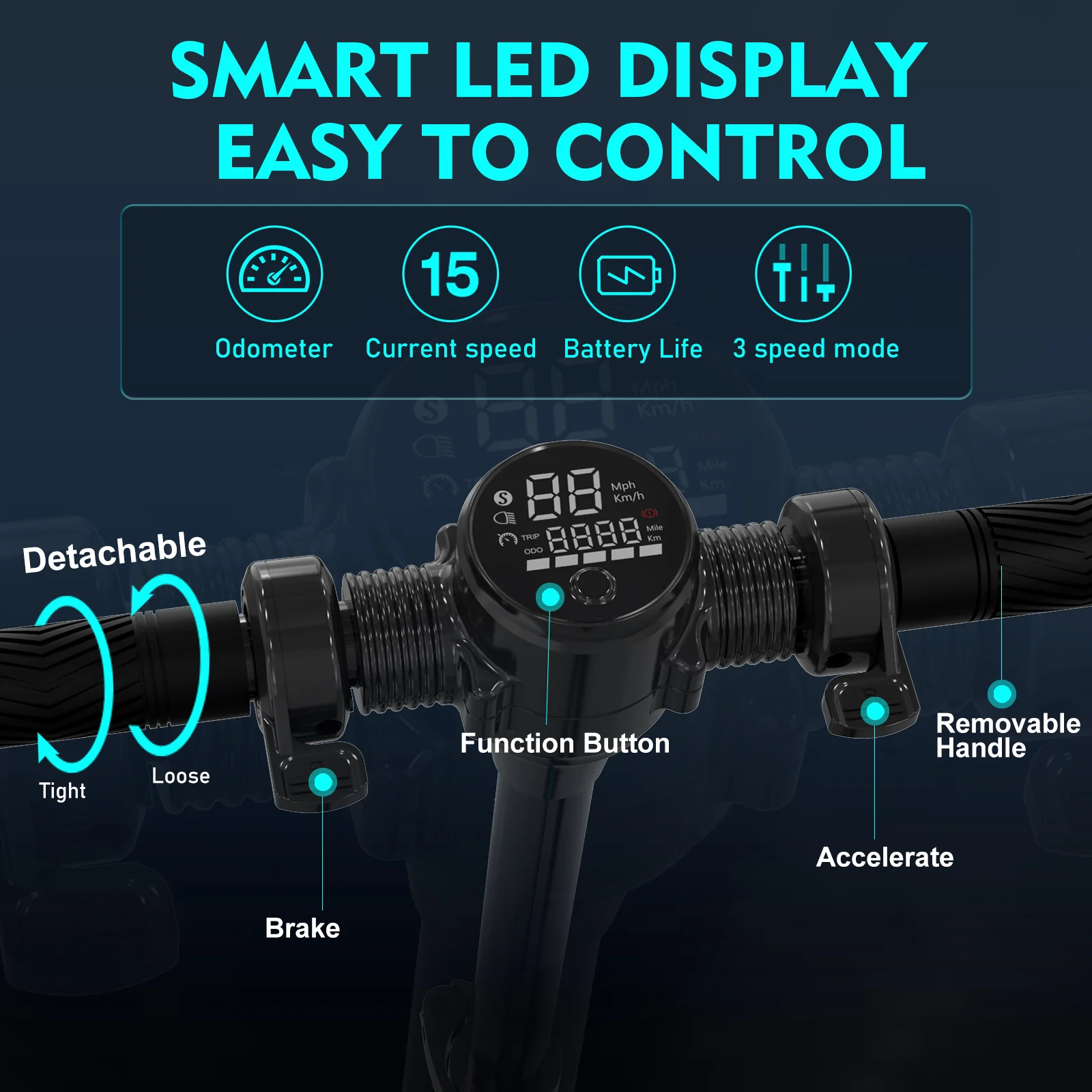 EVERCROSS E8 Electric Scooter - 8" Tires, 350W Motor, Max 15 MPH, 3 Speed Modes, Foldable Commuter - Image 4