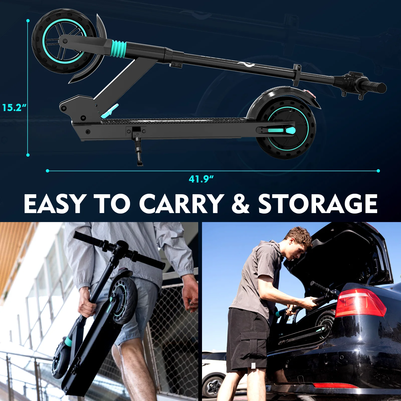 EVERCROSS E8 Electric Scooter - 8" Tires, 350W Motor, Max 15 MPH, 3 Speed Modes, Foldable Commuter - Image 5