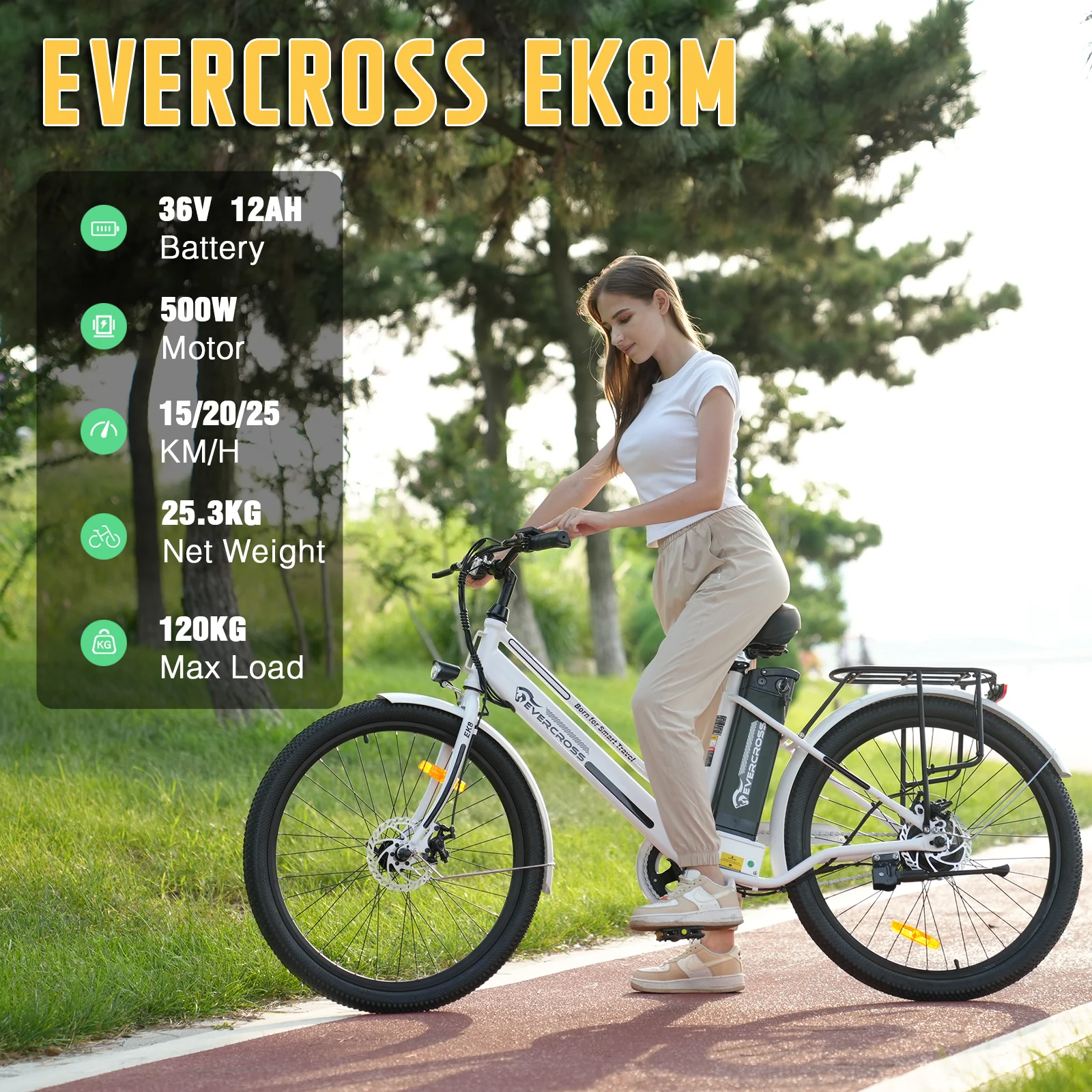 EVERCROSS EK8M 26''Fat Tire Electric Bike For Adult ,With LED - Image 3