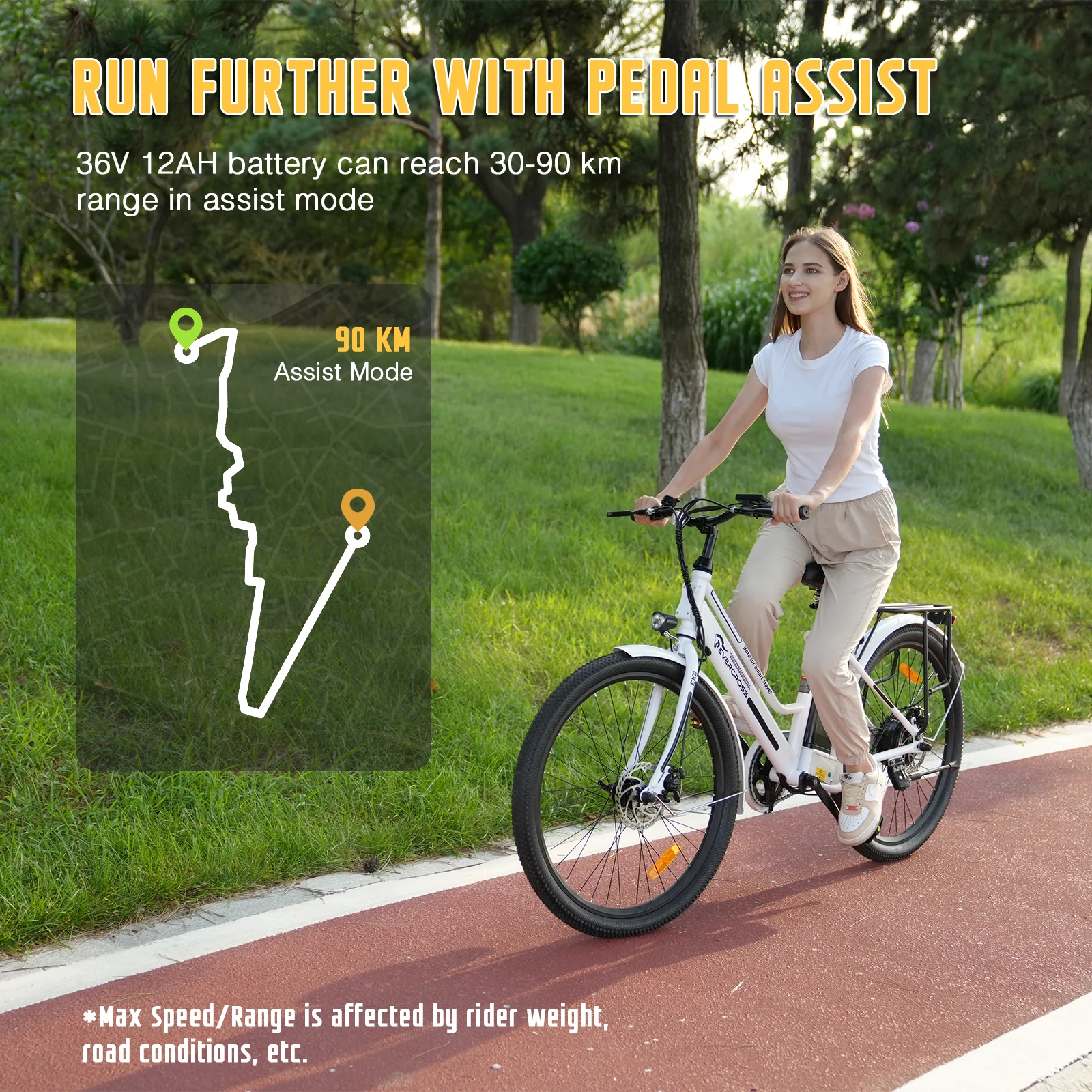 EVERCROSS EK8M 26''Fat Tire Electric Bike For Adult ,With LED - Image 4