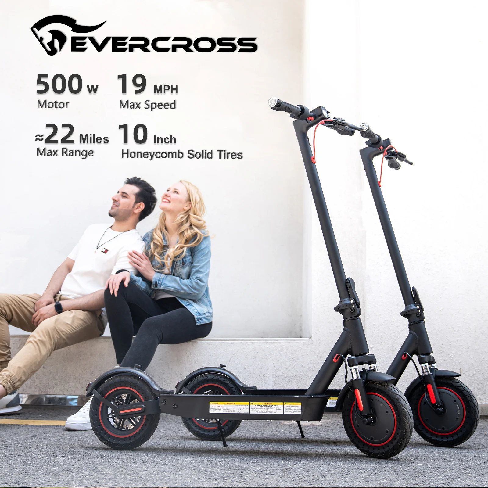 EVERCROSS EV10K PRO Electric Scooter For Adults, 10'' Honeycomb Tires & 500W Motor - Image 3