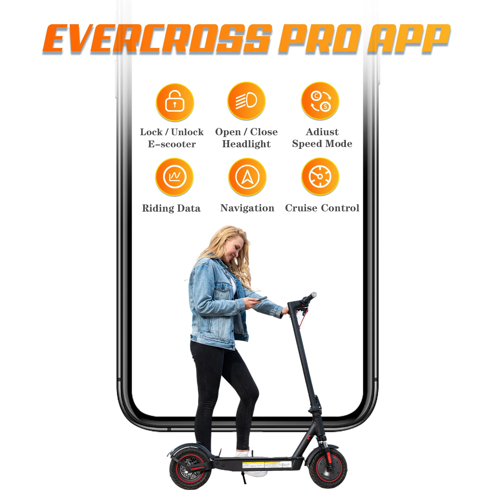EVERCROSS EV10K PRO Electric Scooter For Adults, 10'' Honeycomb Tires & 500W Motor - Image 4