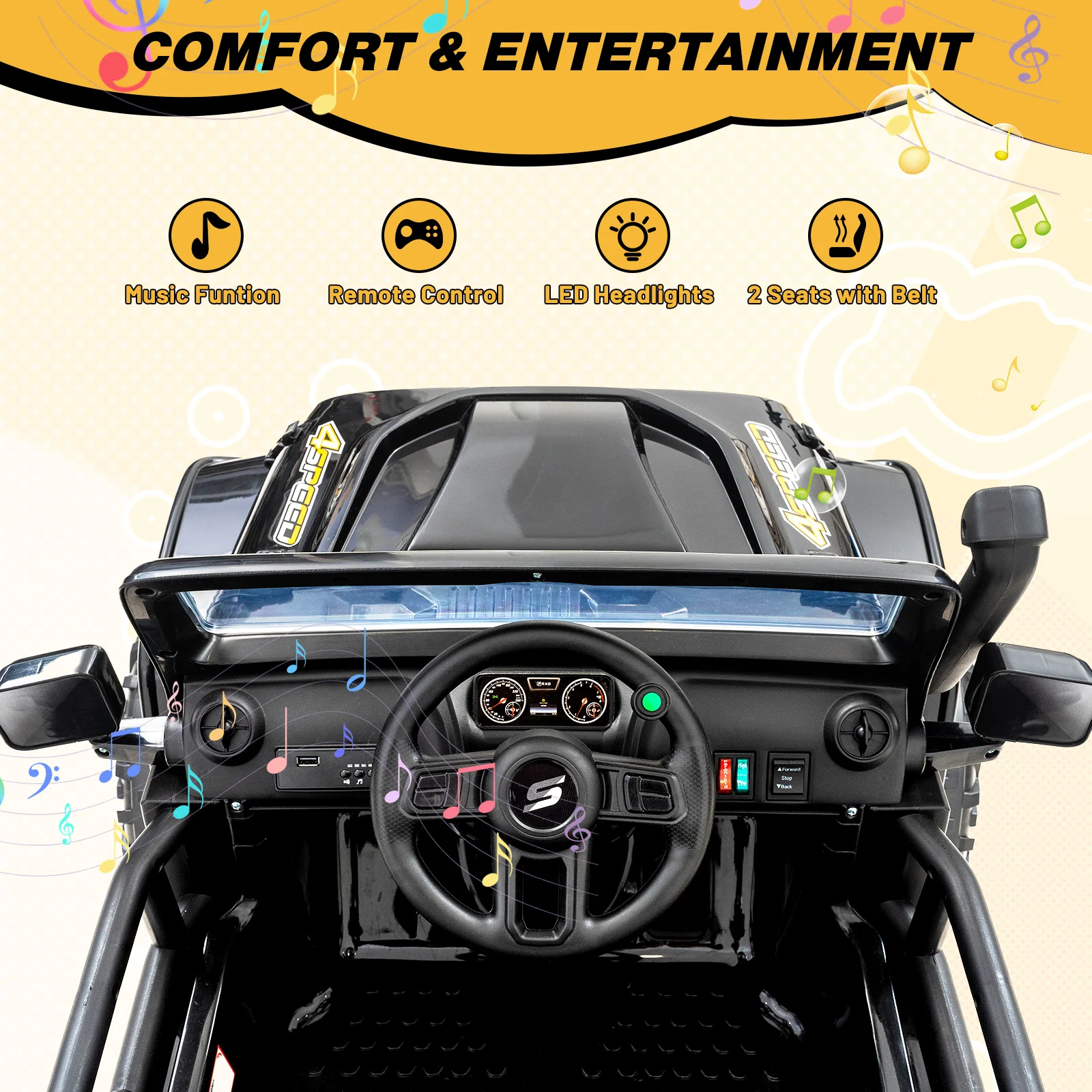 HOVERMAX ET4 12V Electric Ride On Truck for Kids, 2-Seater with Remote Control - Image 6