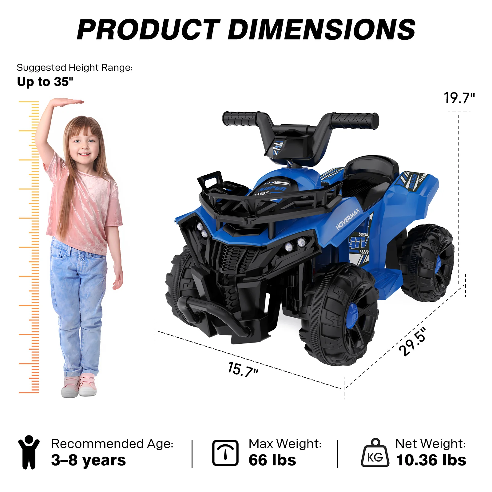 HOVERMAX ET2 6V Battery-Powered Kids' Ride-On ATV with Music Function - Image 11