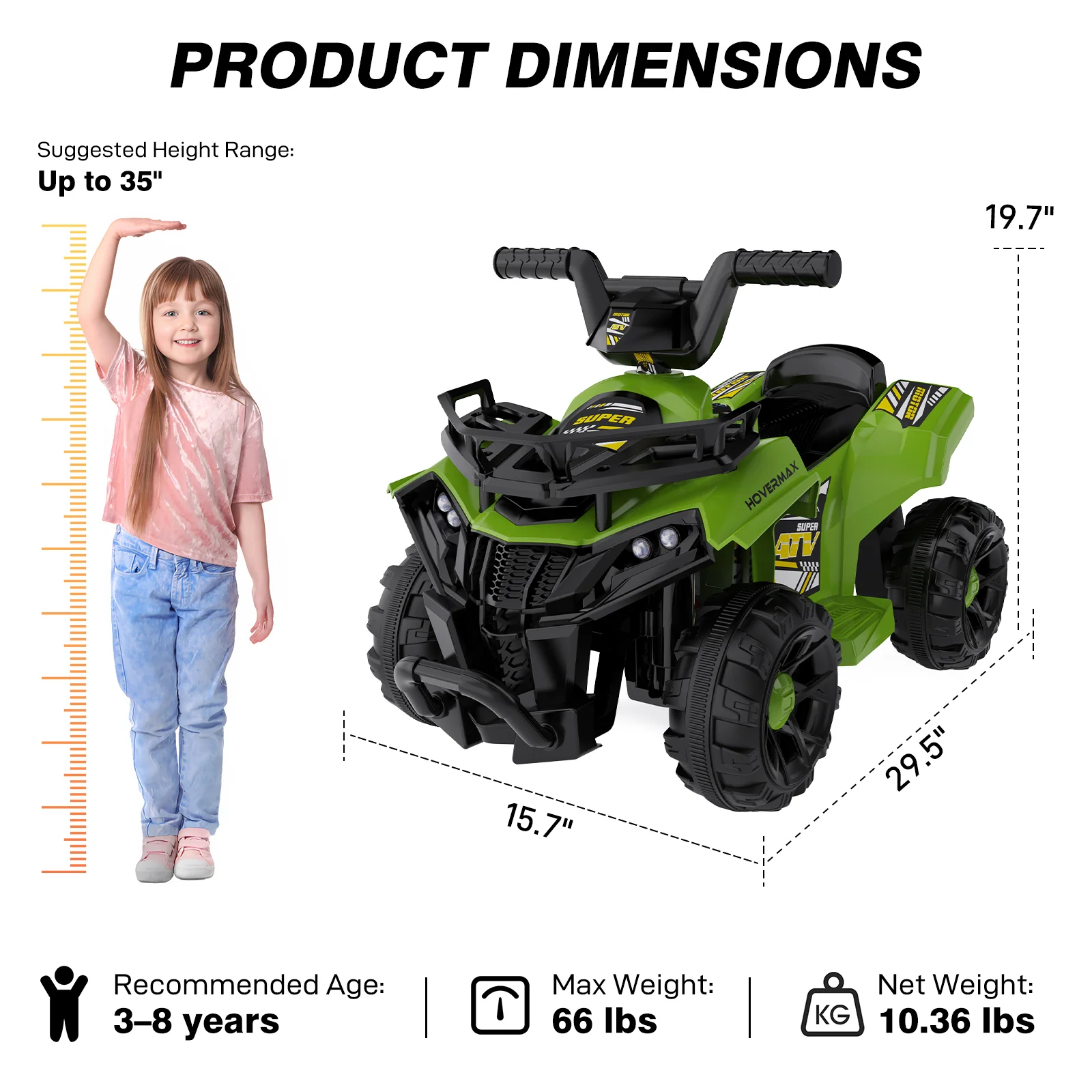 HOVERMAX ET2 6V Battery-Powered Kids' Ride-On ATV with Music Function - Image 12