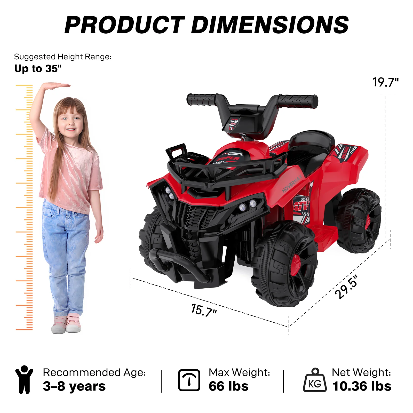 HOVERMAX ET2 6V Battery-Powered Kids' Ride-On ATV with Music Function - Image 4